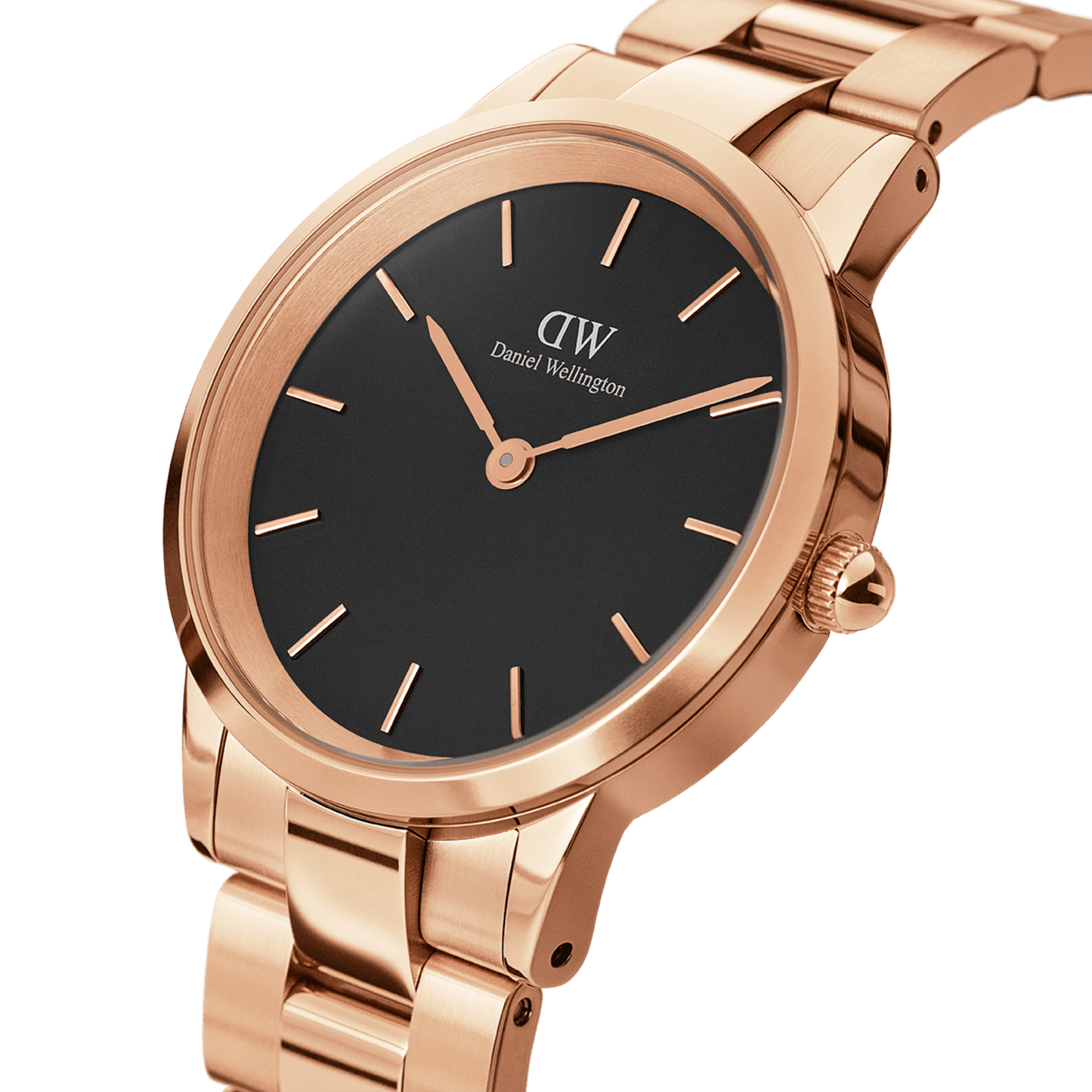 DW Iconic Link Black Rose Gold Watch