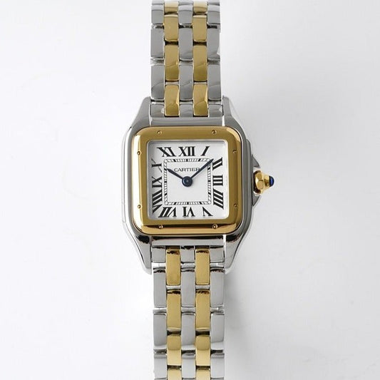CARTIER PANTHERE DE CARTIE 22MM QUARTZ GOLD STEEL WHITE DIAL
