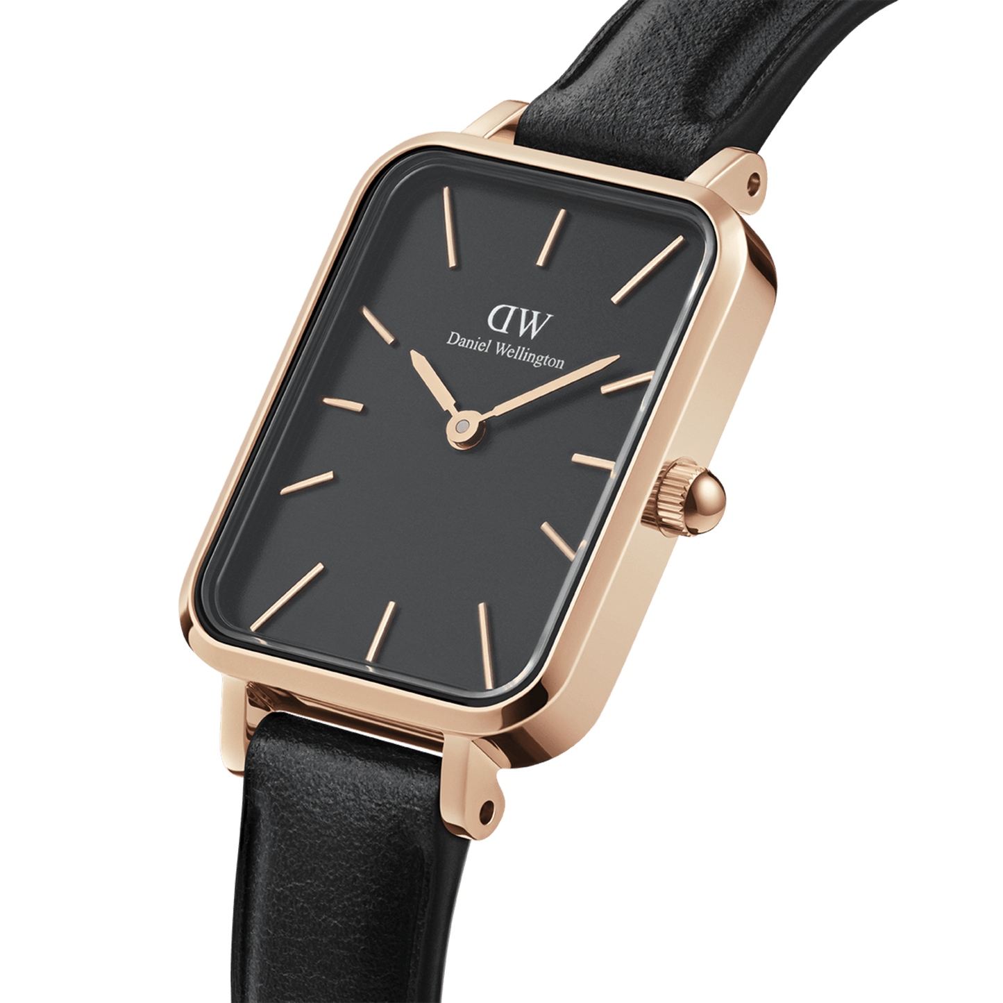 DW Quadro Pressed Sheffield Black Rose Gold Watch