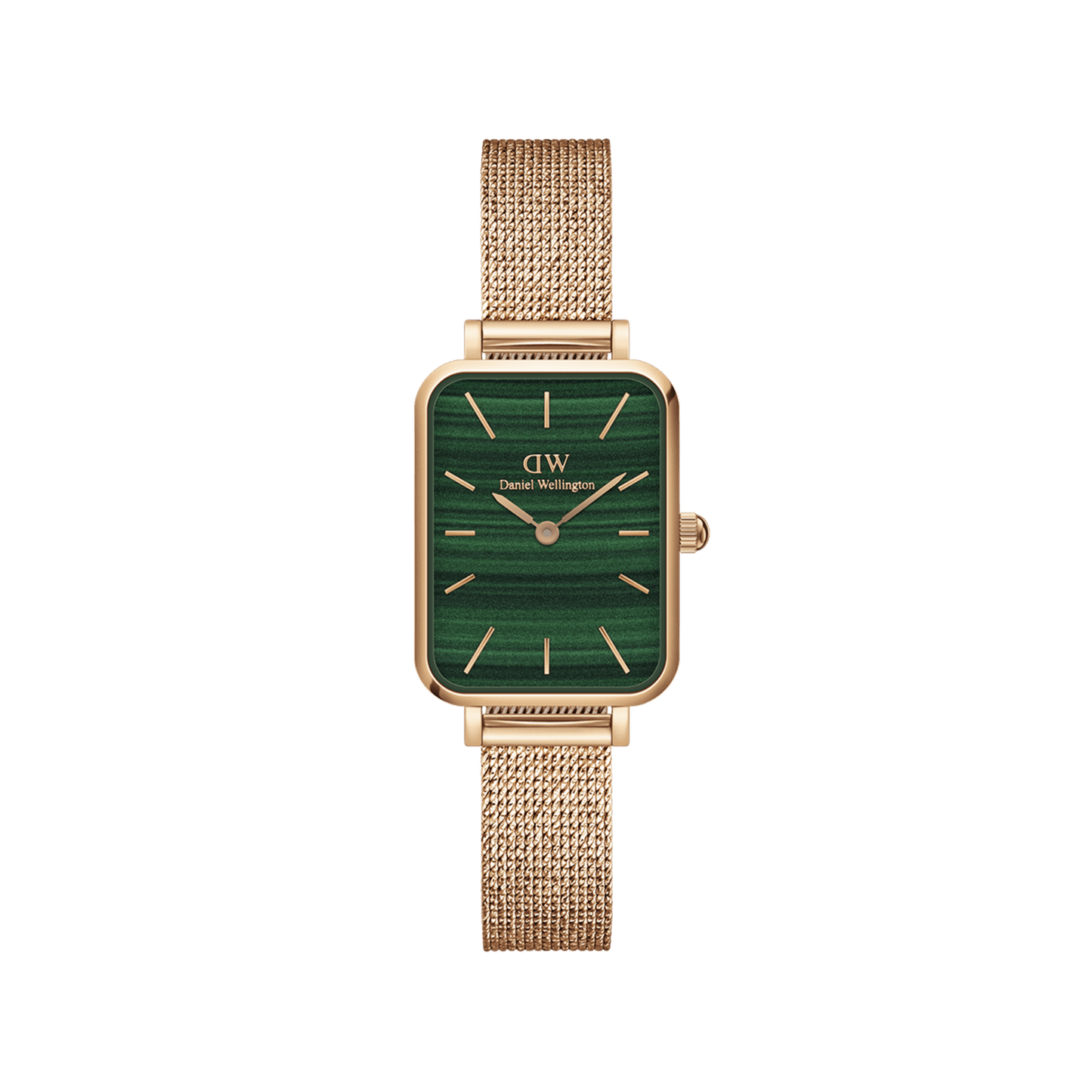 DW Quadro Pressed Melrose Green Rose Gold Watch