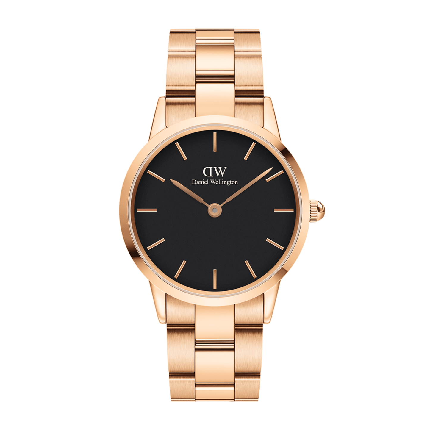 DW Iconic Link Black Rose Gold Watch