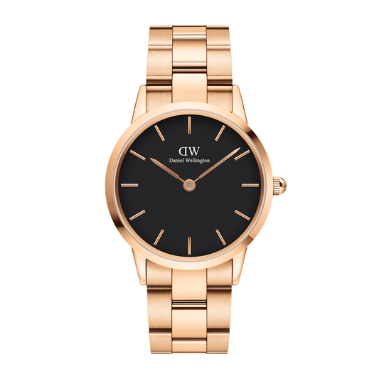 DW Iconic Link Black Rose Gold Watch