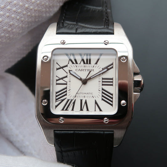 CARTIER SANTOS 100 39MM STEEL CASE WHITE DIAL