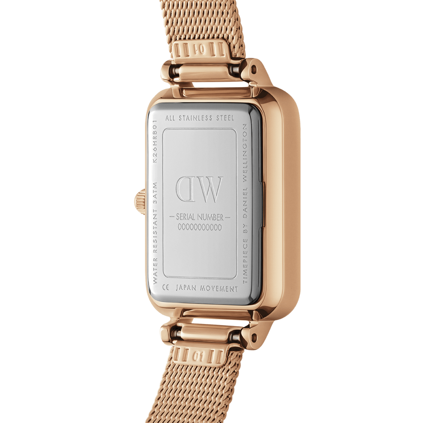 DW Quadro Pressed Melrose Black Rose Gold Watch