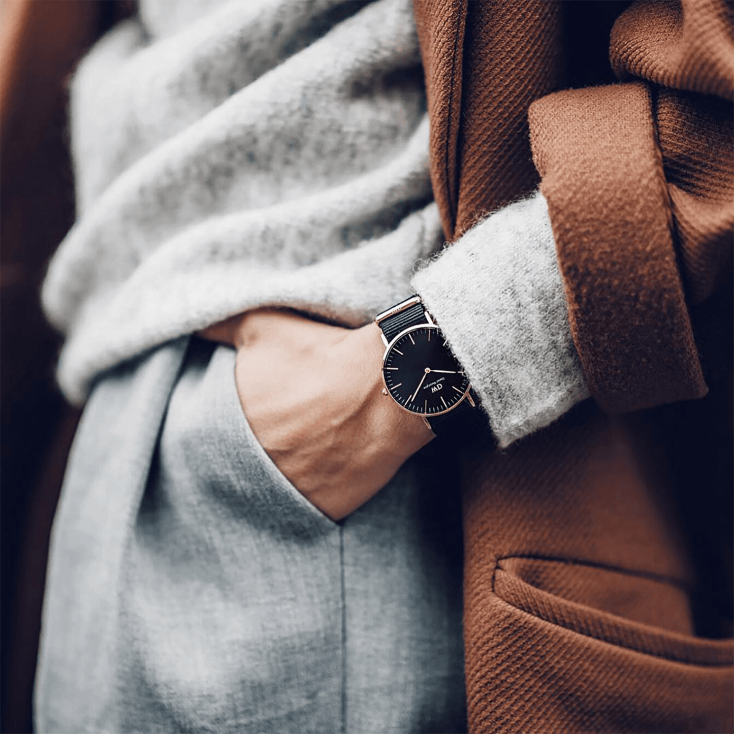 DW Classic Cornwall Black Rose Gold Watch