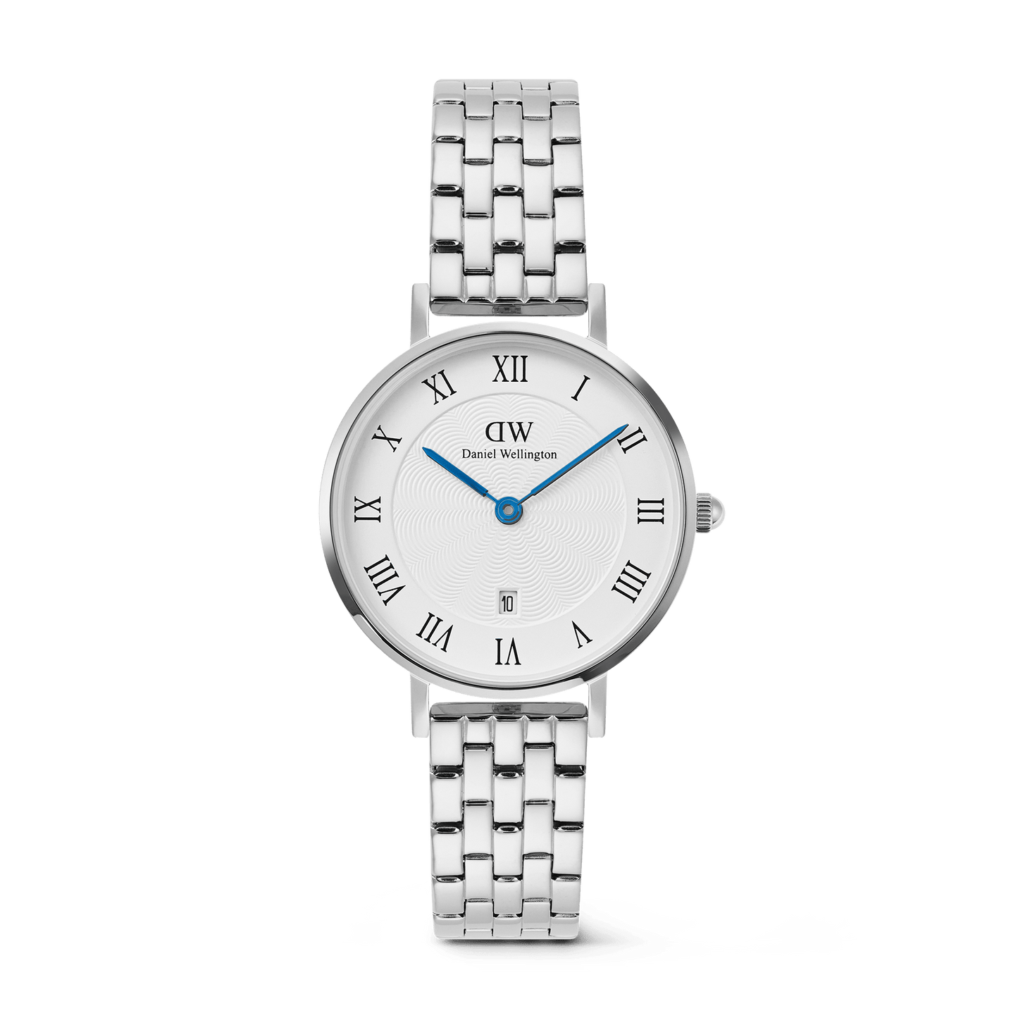 DW Petite Roman Numerals Date 5-link Silver Watch