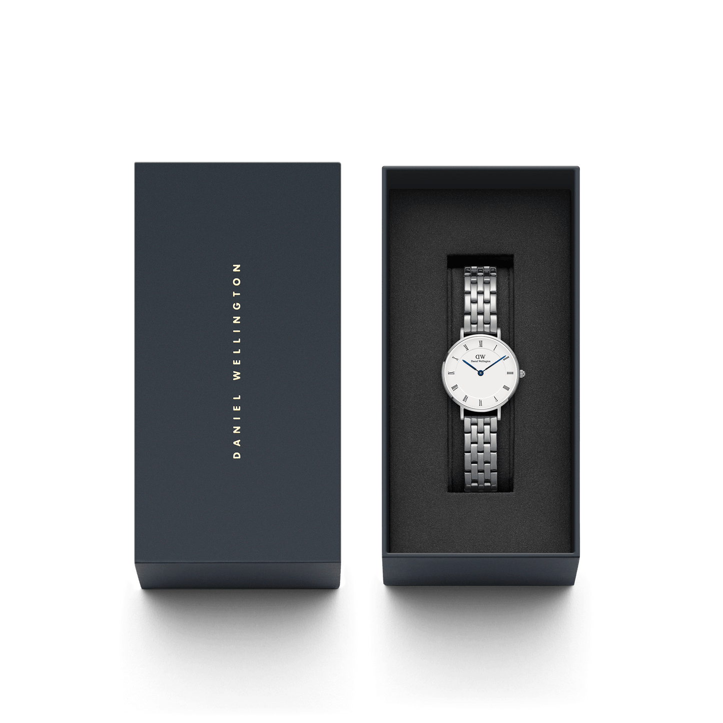 DW Petite Roman Numerals 5-Link Silver Watch